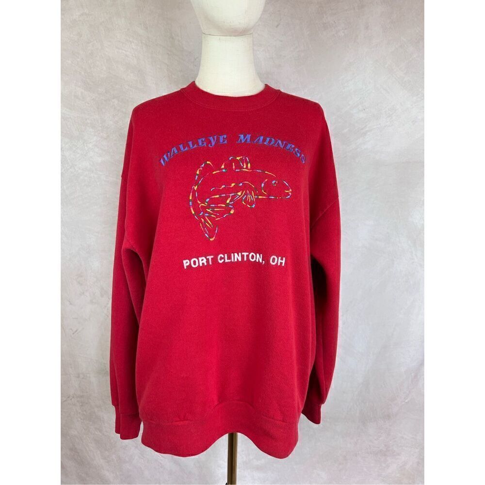 1990s Vintage Fishing Tournament Crewneck Walleye Madness Ohio
